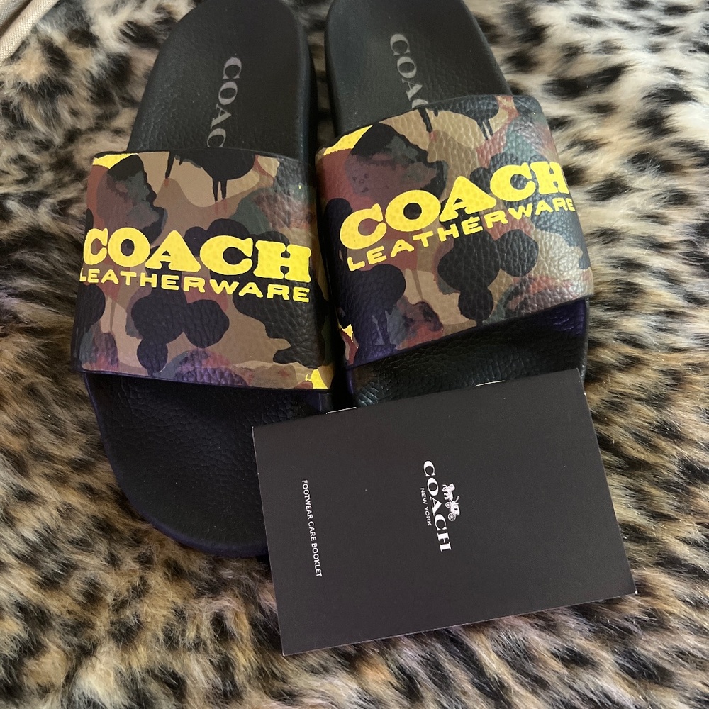 Coach Camo Print Pool Slides